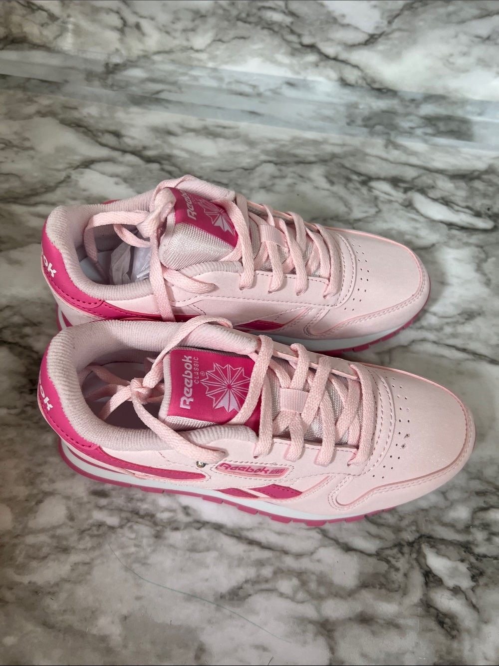 Reebok Kids Glittery Pink Lace-Up Sneakers with Hot Pink Accents